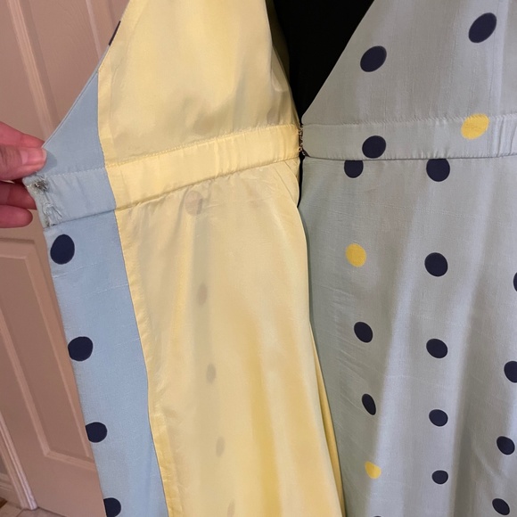 Anthropologie Maple Across The Land Wrap Dress Polka Dot Blue Yellow - Size 2/4 - Picture 8 of 14